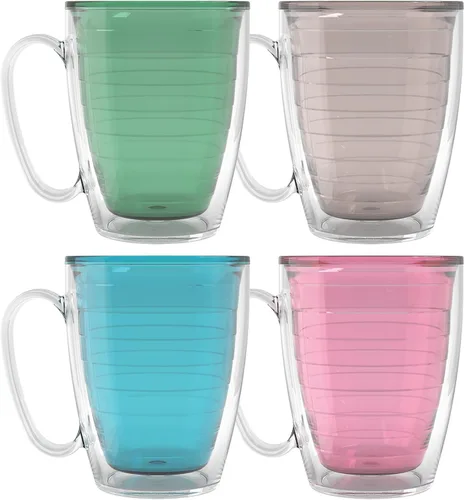 Tervis - Vaso de viaje de mesa transparente y colorido Bayou View Collection fabricado en Estados Unidos, taza de viaje de doble pared con Surtido