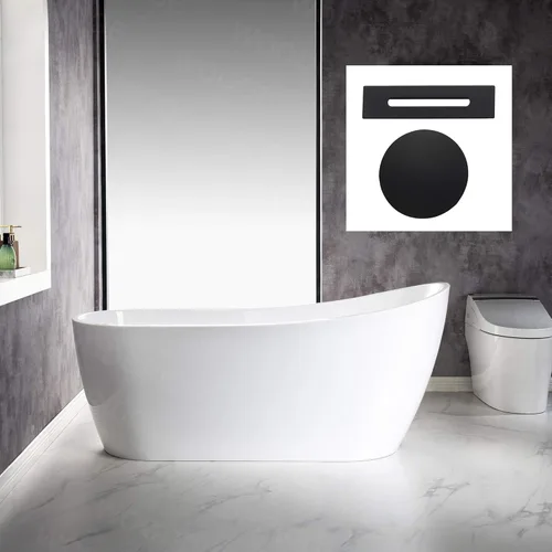 Miniatura 17 de WOODBRIDGE Bañera de remojo acílica independiente de 67 pulgadas con blanco, drenaje y desbordamiento inORB, BTA1508-ORB-Drain &O+ almohada, bronce