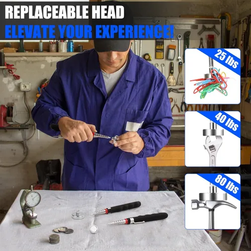 Miniatura 8 de 3 herramientas magnéticas telescópicas de recogida extensibles hasta 31 pulgadas, 30 lb 40 lb 80 lb, varilla magnética telescópica con imán extra