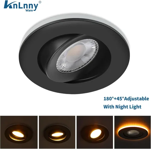 Miniatura 3 de KnLnny Ware Luces empotradas con cardán negras de 4 pulgadas con luz nocturna, paquete de 6, luces empotradas con cardán sin carcasa con caja