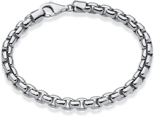 Miabella Pulsera de plata de ley 925 maciza italiana de 0.256 in de eslabones cuadrados Rolo para hombre, fabricada en Italia