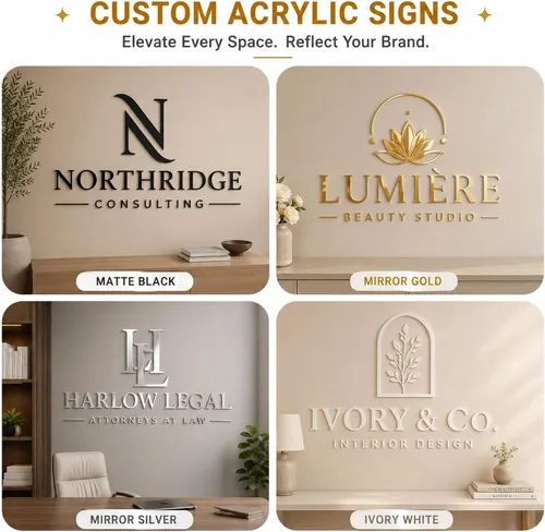 Miniatura 8 de Letrero de acrílico personalizado con logotipo de negocios, letrero de pared 3D personalizado para recepción de oficina, letrero profesional