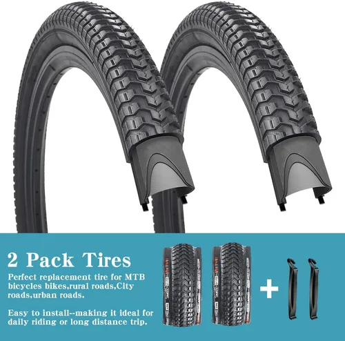 Miniatura 3 de Paquete de 2 neumáticos de bicicleta de montaña de 26 x 1.95 pulgadas, 20 x 2.125 pulgadas, 60 TPI para neumáticos de bicicleta de montaña con 2