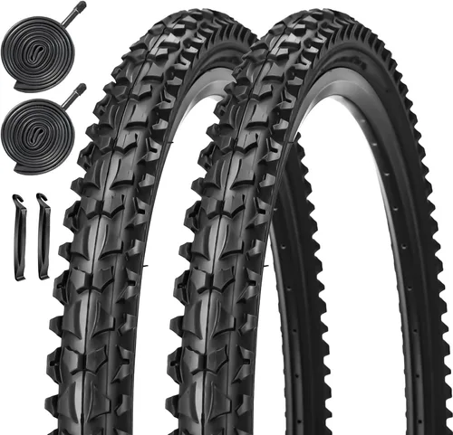 Paquete de 2 neumáticos de bicicleta de 24 pulgadas/26 x 2.125 pulgadas, plegables, de repuesto para bicicleta de montaña 26"/2 Neumáticos 2 Tubos