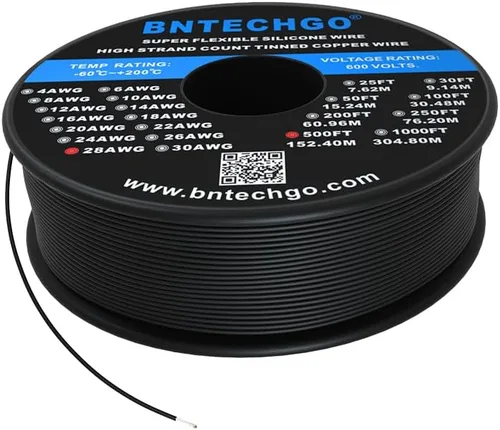 Miniatura 21 de BNTECHGO Carrete de alambre de silicona de calibre 28 rojo 250 pies Flexible 28 AWG alambre de cobre estañado trenzado