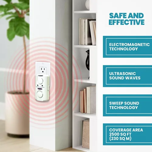 Miniatura 4 de PestContro Repelente electromagnético ultrasónico de plagas, control de insectos y roedores no letales, diseño de altavoz doble, tecnología
