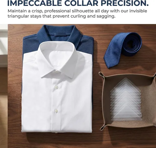 Miniatura 3 de Collar Stays para camisas polo, 120 unidades, sin curvatura, cuello de camisa de PVC para hombres, cinta para camisas de cuello de hombre, tiras