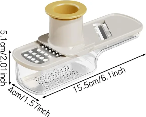Miniatura 6 de 2 piezas mini cortadoras de mandolina 3 en 1 – Rallador de ajo de jengibre, picador de verduras con recipiente, herramienta de cocina de mano