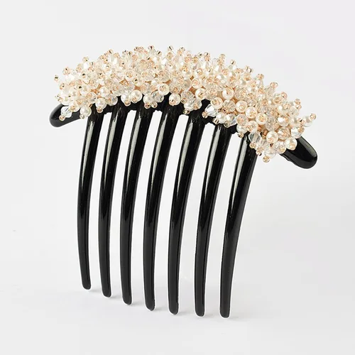 Miniatura 5 de Peine lateral de perlas para mujer, peines de pelo con diamantes de imitación, 7 dientes, accesorios de cristal vintage, accesorios para tocados
