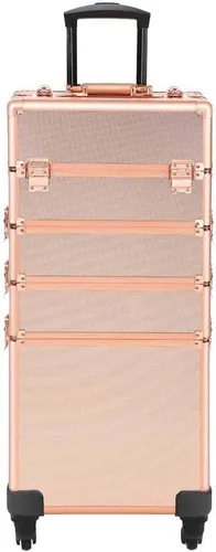 Miniatura 7 de Ochine Estuche de maquillaje 3 en 1, estuche de aluminio para cosméticos, estuche de tren rodante, estuche de tren de maquillaje profesional