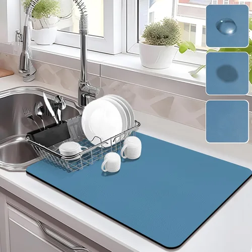 Miniatura 18 de Estera de secado para encimera de cocina, tapete de café con respaldo de goma absorbente que oculta manchas