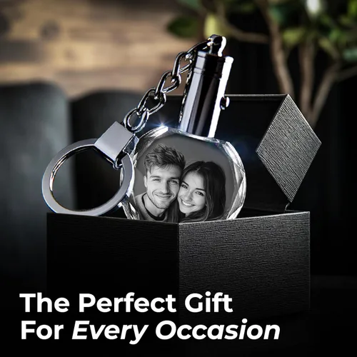 Miniatura 8 de 3D innovation Llavero de cristal personalizado con luz LED, llavero grabado con láser 2D personalizado, grandes regalos personalizados