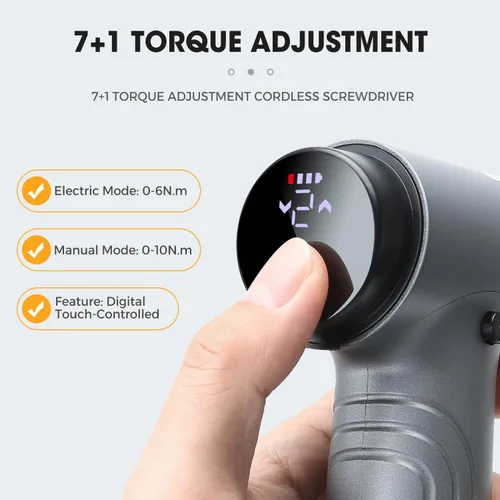 Miniatura 2 de Destornillador eléctrico inalámbrico, juego de herramientas de reparación recargable de potencia de 3.7 V con 32 puntas, pantalla digital, ajuste