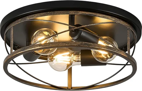 Miniatura 15 de Luces de granja, lámpara de techo industrial negra de montaje empotrado, lámpara de techo para pasillo, dormitorio, cocina, entrada, 2 luces