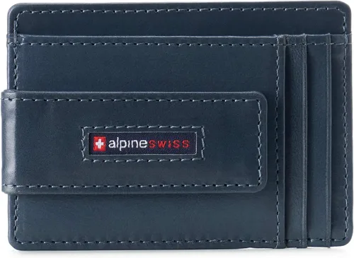 Miniatura 6 de Alpine Swiss Harper - Cartera delgada con bolsillo frontal RFID para hombre, soporte magnético para tarjetas de identificación de cuero