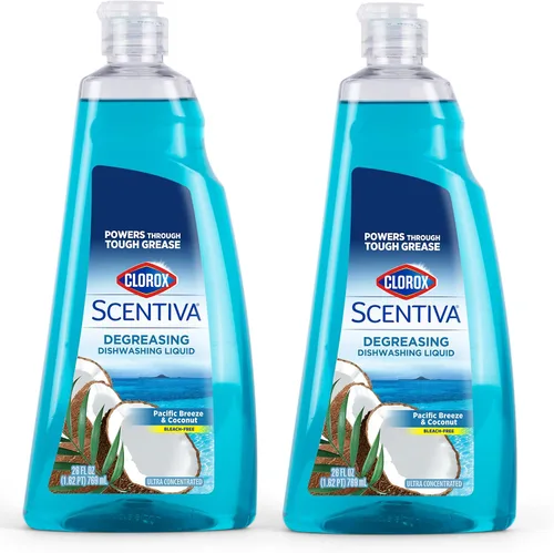 Miniatura 4 de Clorox Scentiva - Jabón líquido para platos, aroma Hawaiian Sunshine, detergente ultraconcentrado para lavar platos que corta la grasa y aborda