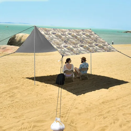 Miniatura 7 de Retro Trees Beach Tent & Canopy UPF50 Lightweight Shade Sun Shelter with Sand Shovel, Sandbags for Family Trips, Picnics & Camping