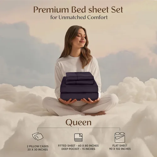 Miniatura 444 de Utopia Bedding Juego de sábanas Queen – Sábanas de 4 piezas para cama tamaño Queen, microfibra suave y transpirable, incluye 1 sábana bajera, 1 Gris
