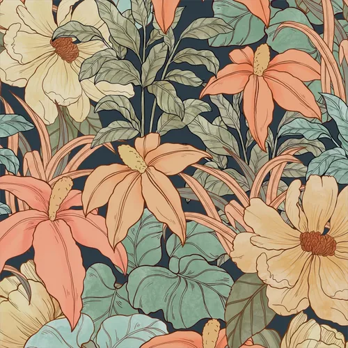 Miniatura 2 de Laatse Papel Tapiz Floral Despegar y Pegar, Papel Tapiz Vintage de Peonías y Margaritas, Papel de Contacto Floral Autoadhesivo Mural de Pared