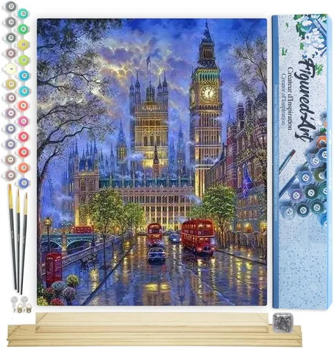 Miniatura 93 de Figured'Art - Juego de pintura por números, lienzo enrollado sin marco, para manualidades, para adultos, 16 x 20 pulgadas, jarrón de peonías