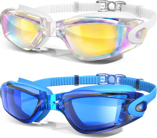 Miniatura 9 de MAMBAOUT Gafas de natación, paquete de 2 gafas de natación antivaho sin fugas, protección UV para hombres, mujeres, adultos y jóvenes