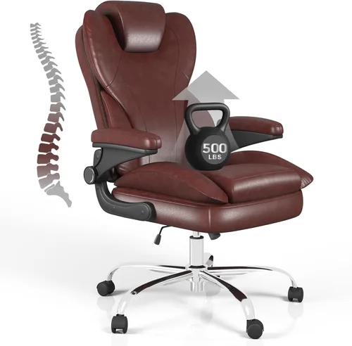 Miniatura 14 de Silla de escritorio de oficina, silla de oficina ejecutiva de cuero, silla de escritorio ergonómica de respaldo alto con brazos abatibles Blanco