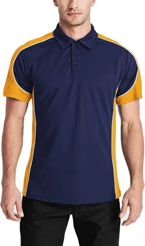 Miniatura 2 de MAGCOMSEN Polo de golf para hombre, manga corta, 3 botones, secado rápido, estilo casucal, piqué