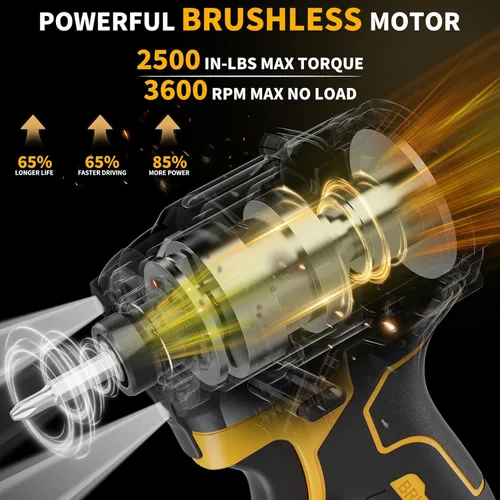 Miniatura 4 de Destornillador de impacto inalámbrico compatible con batería Dewalt de 20 V/60 V máximo, mandril hexagonal de 1/4 de pulgada con 2500 en libras, 4