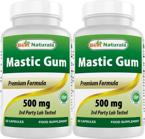 Best Naturals Paquete de 2 cápsulas de masilla de 500 mg – 60 unidades – (sin OGM) (sin gluten) – Promueve la salud saludable del estómago y