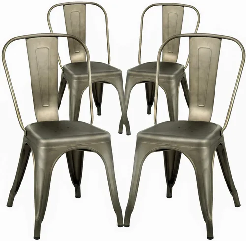 Miniatura 9 de FDW Sillas de comedor de metal, sillas de metal, silla de patio, altura del asiento, silla de comedor, cocina, sillas de restaurante Tolix, silla