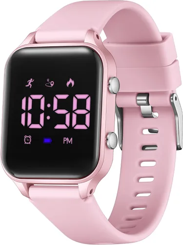 Relojes digitales para niños y niñas, reloj deportivo con rastreador de fitness, podómetro, alarmas, cronómetro, no necesita aplicación, reloj