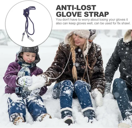 Miniatura 3 de EXCEART Clips para guantes con correa elástica ajustable, clips para guantes de invierno para gorros, clips de nailon para colgar el cuello, cuerda