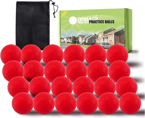 Miniatura 10 de FINGER TEN Pelotas de práctica de golf de espuma de colores, paquete de 12, 24, 50 unidades, pelota de golf ligera de vuelo limitado para interiores