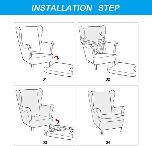 Miniatura 7 de OBCREAT Fundas para silla Wingback, 2 piezas de terciopelo elástico con respaldo de ala, fundas de sofá para silla de ala suave con parte inferior
