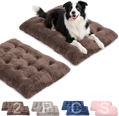 Miniatura 11 de POMIU Paquete de 2 camas lavables para perros, camas de felpa de lujo con antideslizante, lavable a máquina, tapete para dormir para perros grandes