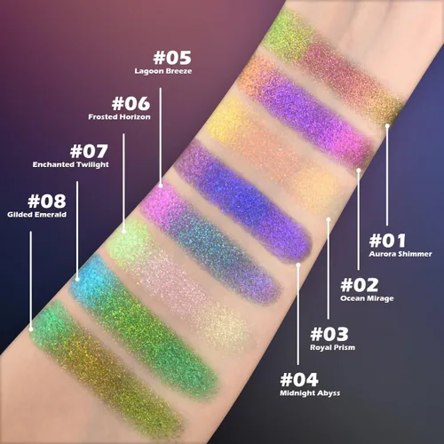 Miniatura 6 de CHARMACY Sombra de ojos multicromática con purpurina, sombra de ojos brillante con pigmentación intensa, sombra de ojos con acabado duocromático