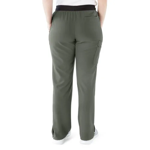 Miniatura 102 de ave. Varick - Pantalón médico de tiro medio para mujer, pierna recta, seis bolsillos, color azul caribeño, talla S