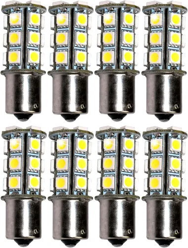 Miniatura 11 de HQRP BA15s Base de bayoneta de un solo contacto SMD 5050 6300-7000K 10-30V DC 3.4W bombilla LED compatible con #93, 382, 1141, 1156, 1157
