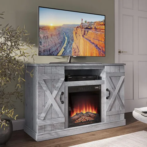 Miniatura 18 de BELLEZE Soporte de TV de 47 pulgadas con calentador eléctrico de chimenea de 18 pulgadas y consola de centro de entretenimiento multimedia para TV
