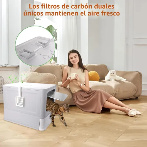 Miniatura 5 de Cajas de arena para gatos de acero inoxidable cerradas, caja de arena plegable grande con tapa, caja de arena para gatos de acero inoxidable