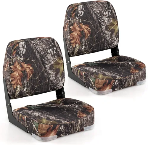 Miniatura 9 de Goplus Asientos para barco con respaldo bajo/alto, asiento plegable para barco con tornillos de acero inoxidable y bisagras de aluminio, acolchado