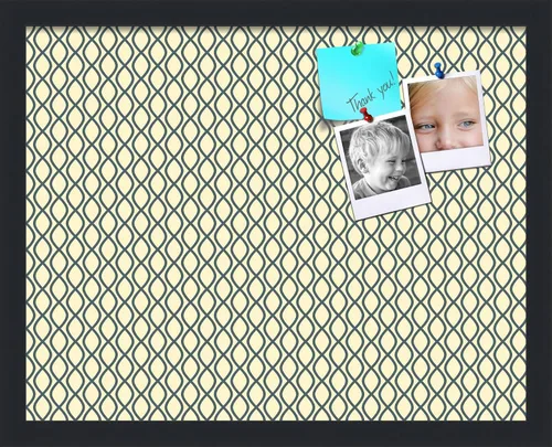 Miniatura 85 de PinPix Tablero de anuncios de corcho de 13 x 13 pulgadas. Este tablero decorativo enmarcado viene con diseño de ondas en blanco y negro y un marco