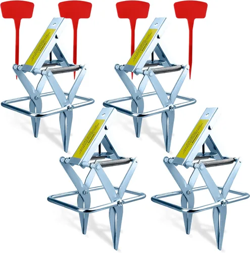 Trampa para topos de metal con mecanismo de resorte, mata topos, trampas para topos que matan mejor, pack de 4 marcadores rojos