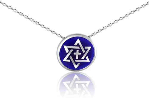Alef Bet by Paula Collar de cruz y estrella judía de David para mujer