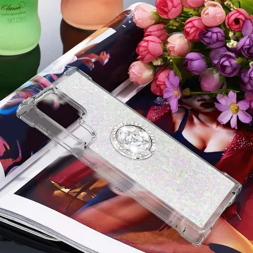 Miniatura 7 de CCSmall Funda para Samsung Galaxy S22 Ultra para mujeres y niñas, transparente con purpurina que fluye líquida, cubierta brillante de arena movediza