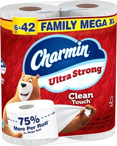 Miniatura 10 de Charmin Papel higiénico ultra fuerte y limpio, 6 rollos Mega XL familiares = 42 rollos regulares