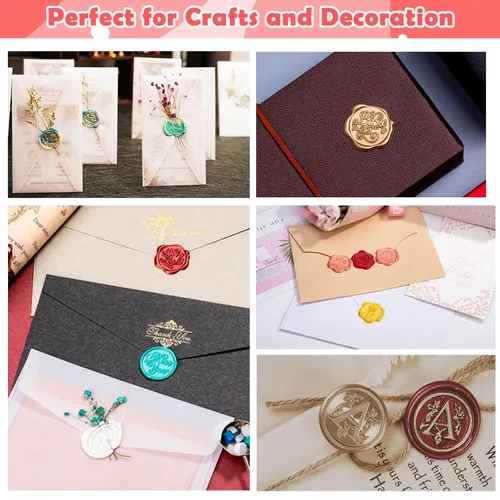 Miniatura 5 de 728 cuentas de cera de sellado, 28 bolitas de colores para sellado de sellos de letras y manualidades de bricolaje 28