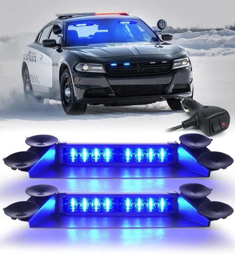 Miniatura 12 de LUMENIX Barras de Luces Estroboscópicas LED de Emergencia para Salpicadero de Aluminio, Advertencia de Seguridad para Parabrisas Delantero