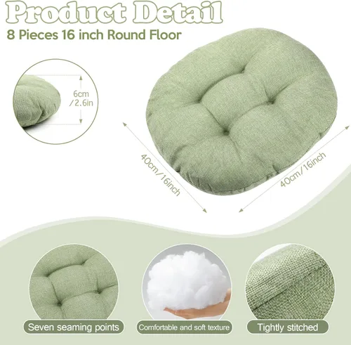 Miniatura 2 de Fumete 8 piezas de 40.6 cm de diámetro cojines de suelo redondos para niños y bebés, asientos flexibles para salón de clases, almohadas de suelo