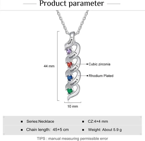 Miniatura 6 de Gemszoo Personalized Twisted Name Necklace with Simulated Birthstones Mother Daughter Pendant Gifts for Women Mom Grandma